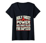 Womens Holy Ghost Power Christian Faith V-Neck T-Shirt