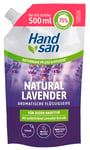 Hand san Savon liquide à la lavande naturelle dans une recharge de 500 ml, à l'huile de lavande naturelle, lavage des mains et nettoyage du visage, recette sans microplastique, pH neutre pour la peau,