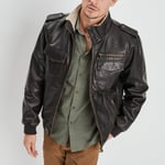 CREEKS - blouson droit simili cuir marron homme