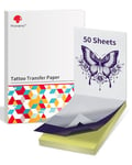 Phomemo A4 Tattoo Transfer Paper,50 Feuilles Papier de Tatouage,Papier Transfert Tatouage Thermique A4 Papier Stencil Tatouage Transfert pour M08F TP81 TP83 TP88 Imprimante Thermique pour Tatouage