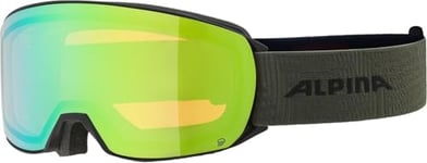 ALPINA NAKISKA Q Lunettes de ski à effet miroir, renforcement du contraste et polarisées, avec protection UV 100% pour adultes, noir-olive mat, taille unique