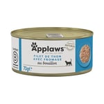 Applaws 100% Alimentation humide naturelle pour chat Thon avec fromage en bouillon - 24 x 70g boîtes