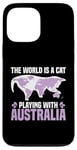 Coque pour iPhone 13 Pro Max Le monde est un chat qui joue avec l'Australie World Map Traveler