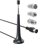 Antenne Fm Télescopique Avec Base Magnétique, Antenne Radio 75 Ohm Pour Tuner Radio Portable Récepteur Stéréo Av Stéréo Amplificateur Stéréo Home Cinéma Hifi, Kit 3 Adapteurs