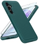 FNTCASE for Samsung A55 5G Phone Case: Dual Layer Shockproof Drop Protection Galaxy A55 Case - 360 Military Grade Protective Mobile Cover Rugged Matte Heavy Duty Slim TPU Aesthetic Cases Green