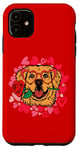 Coque pour iPhone 11 Lunettes de Saint-Valentin pour femme Motif cœur rose doré