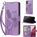 Coque pour Samsung Galaxy S21 5G 6.3", Etui Housse Portefeuille Cuir pu avec Motif Porte Carte à Rabat Magnétique Case -Fille mauve