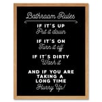 Funny Bathroom Wall Art Toilet Rules Sign Funny Decor Art Print Framed Poster Wall Decor 12x16 inch