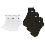 NIKE Men's U Nk Everyday Cush Ankle 3pr Socks, White, L UK & Men's Everyday Cushion Ankle Socks 3 Pair, Black/White, L UK