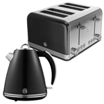 Swan Retro Kettle & 4 Slice Toaster Kitchen Matching Set (Black) 🚚💨