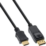 InLine 17186 DisplayPort to HDMI Converter Cable, Black, 0.5 m