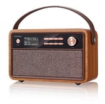 Roxel Retro D1 Vintage DAB+/FM Radio Wireless Speaker | Bedside Alarm Clock with