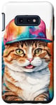 Coque pour Galaxy S10e Chat Casquette Snapback Colorée Drôle Animaux Motif Imprimé