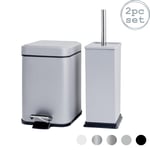 Square Toilet Brush & Bin Set