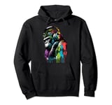 Colorful Gorilla with Headphones listening to Music Pullover Hoodie