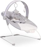 Cozy Bounce Baby Bouncer Linen Collection Adjustable Harness Detachable Toy Bar