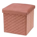 Baroni Home Pouf Cube en Velours pour Salon avec Couvercle Ouvrable, Repose-Pieds Cubique pour Chambre, Tabouret de Rangement Pliant Rembourré, 38x38x38 cm, Rose Poudré