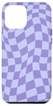 Coque pour iPhone 12 Pro Max Swirl Checkerboard vintage à carreaux Violet
