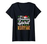 Womens My Christmas Spirit Is Konyak. Funny Christmas Drinking V-Neck T-Shirt