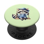 Adorable raton laveur sur balançoire pour enfants PopSockets PopGrip Adhésif