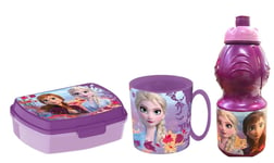 Frozen 2 Set Petit Déjeuner Boîte À Goûter + Gourde + Tasse - Verre Scolaire