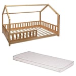 Lit cabane enfant 80 x 160 cm ATMOSPHERA + MATELAS