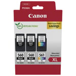 2x Canon PG560XL Black & 1x CL561XL Colour Ink Cartridge For TS5350 Printer