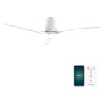 Cecotec - Ventilateur de Plafond avec Lumière EnergySilence Aero 5500 Aqua White&White Connected - 40 W, Diamètre 132 cm, Wi-Fi, Protection IP44 et Minuterie, 6 Vitesses et 3 Pales, Été/Hiver