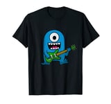 Blue One Eyed Monster Rock Guitarist T-Shirt