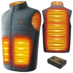 LABCOOL Gilet chauffant,veste chauffante homme avec 7,4V 25000mAh Batterie incluse, 3 Niveau de chauffant, 6 zones chauffante, Hiver extérieur Vêtement