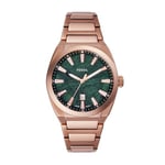 Fossil Everett Watch for Men, Quartz Movement with Stainless Steel Or Leather Strap, Vert émeraude