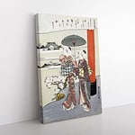 Big Box Art Poem by The Monk Sosei by Harunobu Suzuki Painting Canvas Wall Art Print Ready to Hang Picture, 76 x 50 cm (30 x 20 Inch), White, Grey, Brown, Red, Black