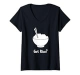 Womens Cute Rice Design For Men Women White Food Cooker Rice Lover V-Neck T-Shirt