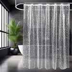 SIAZIH Rideau de douche transparent 3D, 180 x 180 cm, imperméable, 100 % EVA, pas de nettoyage nécessaire, antibactérien, anti-moisissure, pour salle de bain, gris translucide