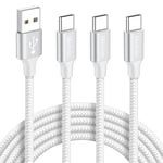 Huukein USB C Cable 3Pack [1M+2M+3M] Type C Charger Cable Fast Charging Braided Lead for Samsung Galaxy S24 S23 S22 S20 A54 A53 A34 A14 A15, iPhone 15, Pixel 7/ 7a, Switch