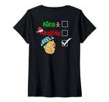 Womens Nice Naughty Capybara Santa Family Christmas Pjs ART ON BACK V-Neck T-Shirt