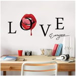 UYEDSR Wall Sticker Iove red Lips English Wall Stickers Personality Living Room Bedroom TV Background Wall Decoration Sticker Wallpaper Sticker 50x70cm