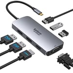 USB C Docking Station Dual DisplayPort, Quad Monitor USB C Hub Multiport Adapter, Docking Station Dual Monitor Laptop Dock with 4K HDMI 2 DP VGA USB 2.0 for Dell Microsoft HP ASUS Lenovo