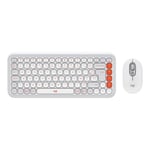 - Logitech - Logitech POP Icon Combo - Ensemble clavier et souris - sans fil - Bluetooth LE - AZERTY - Français - blanc cassé, ora