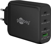 goobay 65555 Multiport Power Delivery Chargeur USB C 100 W/Bloc d'alimentation Compact Ultra Rapide pour 4 appareils/Port USB Quick Charge/Noir