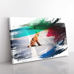 Big Box Art Red Fox on The Road V2 Canvas Wall Art Print Ready to Hang Picture, 76 x 50 cm (30 x 20 Inch), Multi-Coloured