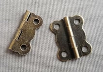 2x Brass HINGES Cupboard Door Wooden Boxes Lid Craft Bronze DIY FREE Screws