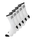 JACK & JONES Men's Jaccal Logo Tennis Socks 5 Pack, White/Pack: White, White, White, One Size (Pack of 5)