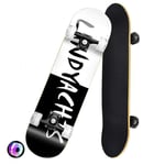 MBZL Skateboard complet Pro Complete Skateboard 31 x 8" Skateboard Cruiser Brett for Garçon/Fille / Adolescent / Adulte Tricks Skateboard pour débutant Blanc/noir