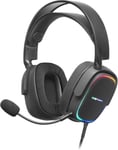 Mhax Black, Casque Gaming Rgb, Microphone Détachable, Hi-Fi, Compatibilité Multiplateforme.