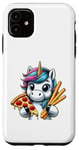 Coque pour iPhone 11 Licorne mangeant de la pizza et des baguettes à pain pour garçons, filles, femmes, enfants