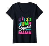 Womens Jump Squad Mama Trampoline Bounce Birthday Trampolining V-Neck T-Shirt