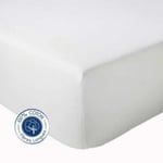 Drap Housse coton bonnet 23 cm fabriqué en France (180x190 cm - Blanc)