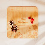 Christmas Wooden Chopping Board Cheese Serving Platter Bamboo Xmas Decor Gift