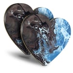 2x Heart MDF Coasters - Black Blue Ink Art Painting Paint  #44307